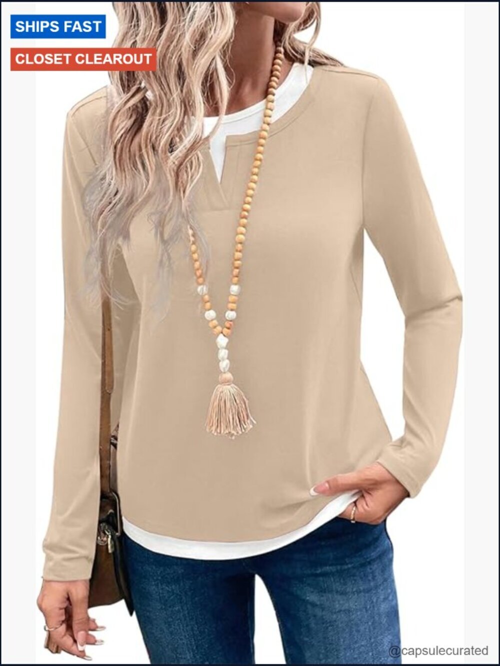 Women's Color Block Long Sleeve Slim Fit T-Shirt
